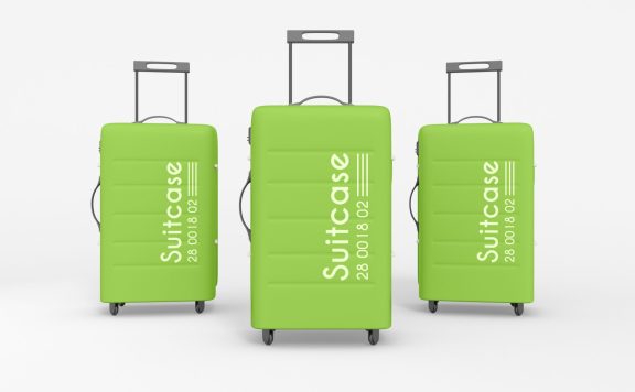 行李箱旅行拉杆手提箱提案效果图展示VI智能贴图样机
