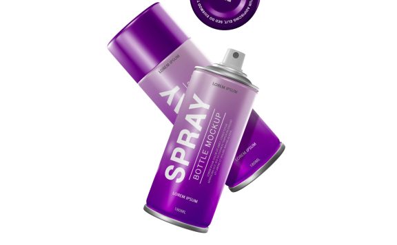 喷雾瓶护肤品包装样机提案效果图展示VI智能贴图样机