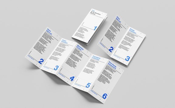 极简质感五折页传单海报小册子样机贴图