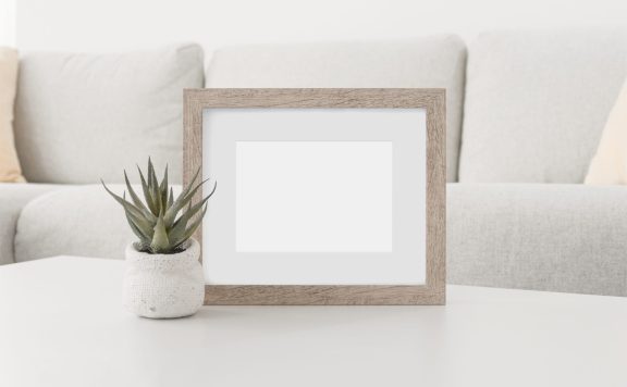 实木相框木头照片画框提案效果图展示智能贴图样机