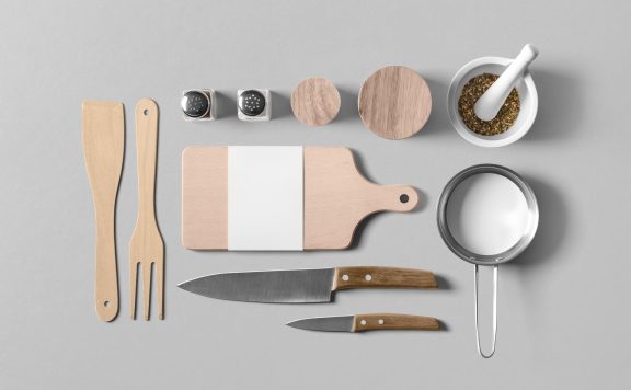 餐饮厨房用品VI样机提案效果图展示VI智能贴图样机