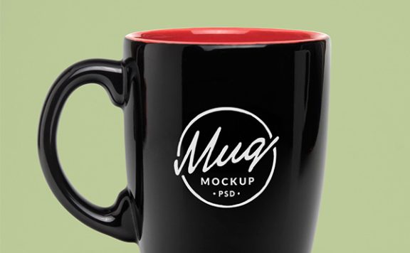 黑＋白马克杯精细logo展示模型
