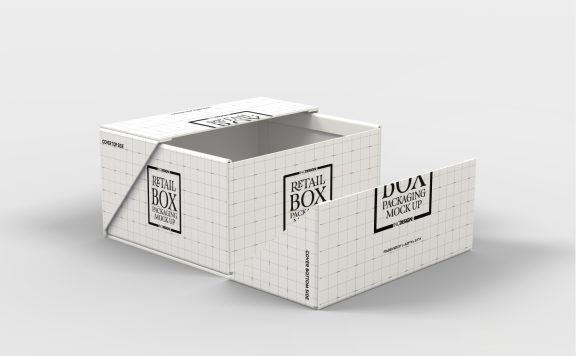 高端时尚大气双开对开双层包装盒设计展示样机