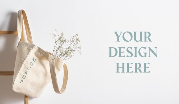 卡其色棉麻手提袋布袋样机