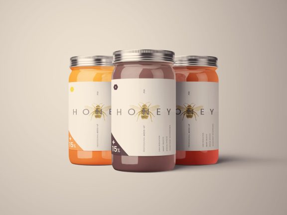蜂蜜罐头玻璃瓶子品牌包装提案样机