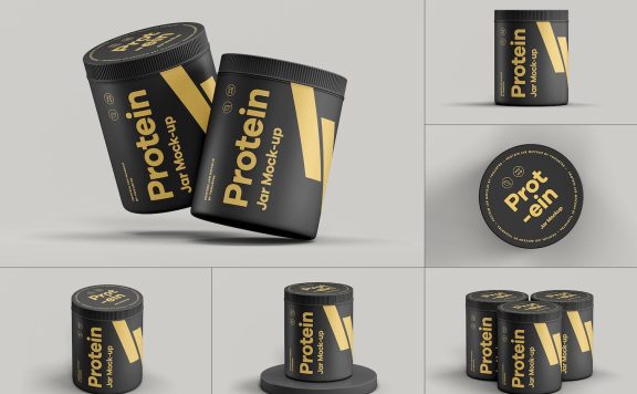 时尚高端蛋白质药品包装设计VI样机展示模型