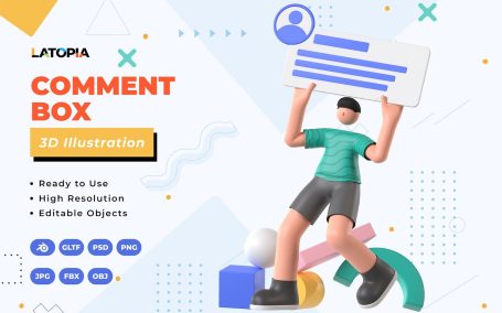 评论框3D插画 (PNG,PSD,JPG,Blend,FBX,OBJ)