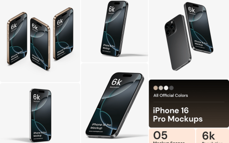 iPhone 16 Pro 手机模型样机 (PSD,PNG)