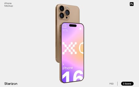 iPhone 16 Pro Max 手机模型样机 (PSD)