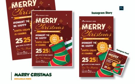 温暖的圣诞节传单模板海报模板 (PSD)