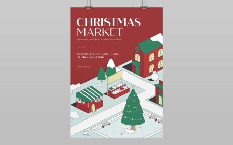 圣诞市场海报模板 (AI,PSD,EPS)