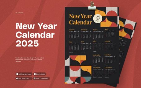 黑色几何-2025日历 (AI,EPS,PSD)