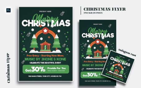 圣诞节传单模板 (PSD)