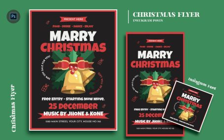 圣诞问候日传单模板 (PSD)