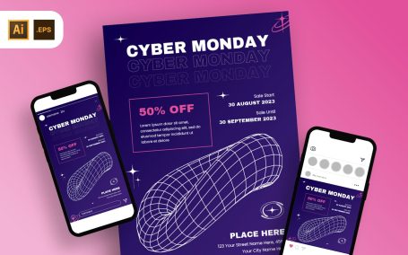 抽象技术宣传营销海报模版 (AI,EPS)