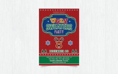 丑陋的毛衣圣诞活动海报 (PSD)
