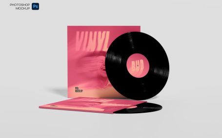 黑胶唱片设计包装样机样机 (PSD)