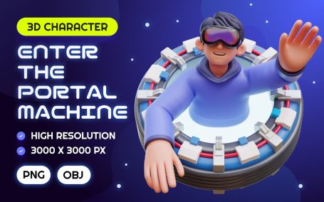 输入门户机 3D 插图 (PNG,OBJ)