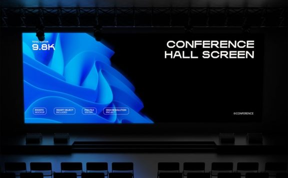 会议厅演讲大屏模型样机 (PSD)