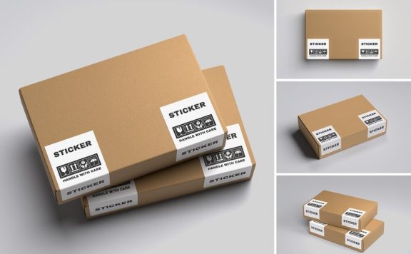 贴纸盒模型样机 (PSD)