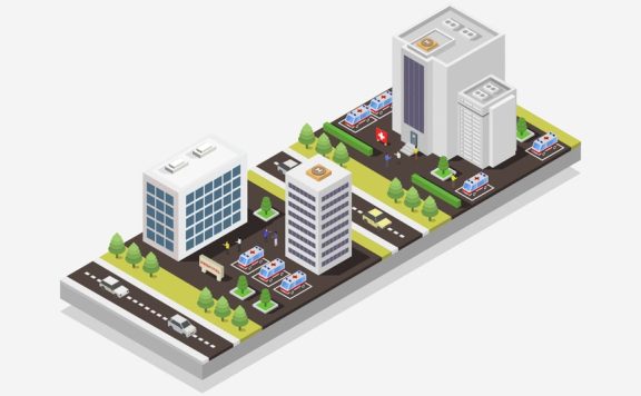 3D风格等距医院场景矢量插画 (EPS,JPG)