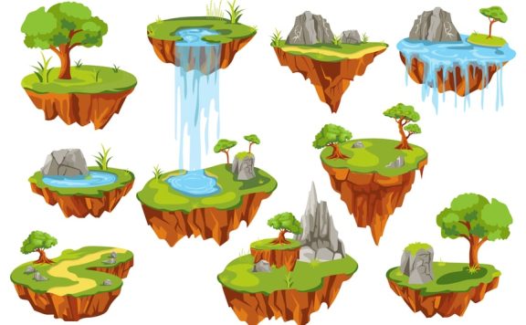 飞行地面岛屿套装 (AI,EPS,JPG,PNG,PDF,SVG)