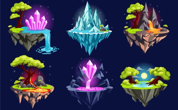 游戏幻想岛屿套装 (AI,EPS,JPG,PNG,PDF,SVG)