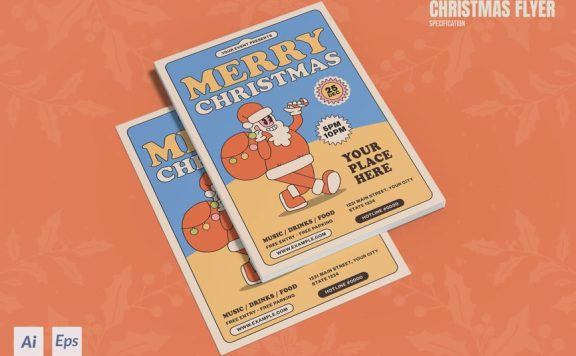 圣诞传单海报模板 (AI,EPS,PDF,PNG)