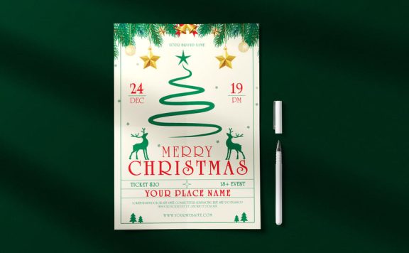 圣诞快乐传单模板海报模板 (PSD)