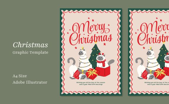 圣诞猫图形模板海报模板 (AI,EPS,SVG)