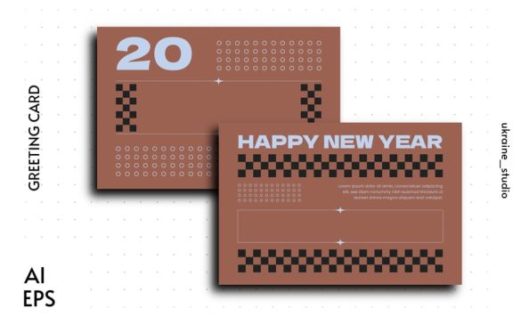 贺卡新年快乐野兽派风格（AI,EPS）