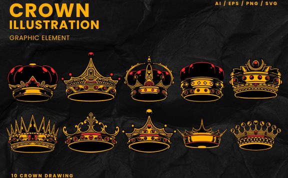 复古手绘皇冠插图 (AI,EPS,PNG,SVG)