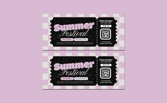 夏季音乐节极简门票 (PSD)