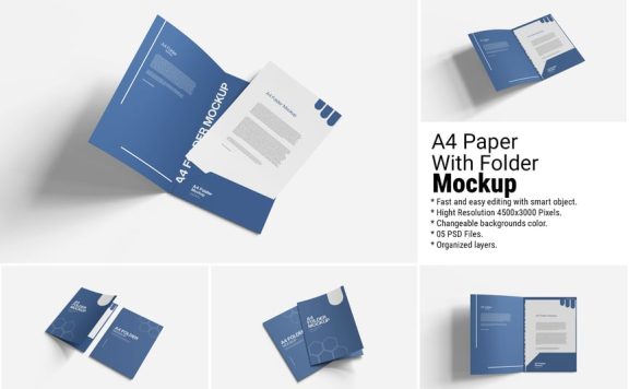 A4文件夹模型样机 (PSD)