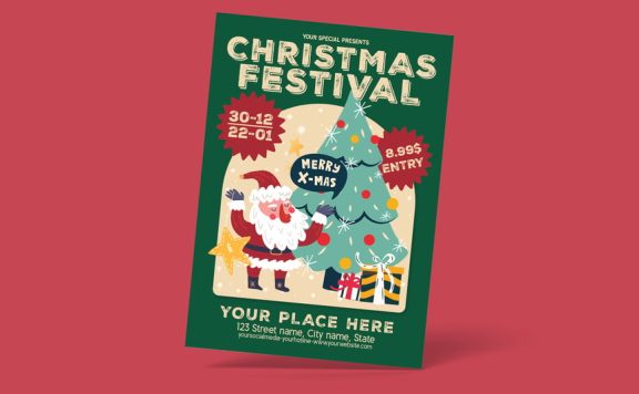 圣诞派对传单 (AI,EPS,PSD)