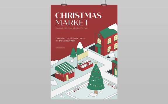 圣诞市场海报模板 (AI,PSD,EPS)