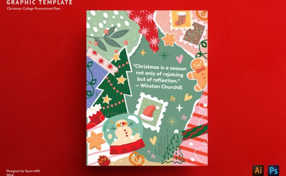 圣诞拼贴宣传传单海报 (AI,EPS,PSD)