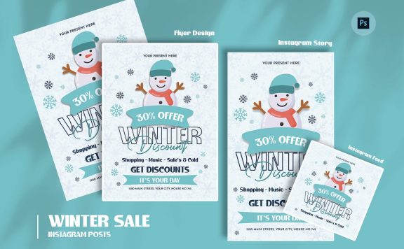 高尔夫冬季销售日传单模板 (PSD)