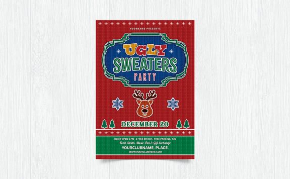 丑陋的毛衣圣诞活动海报 (PSD)