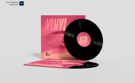 黑胶唱片设计包装样机样机 (PSD)