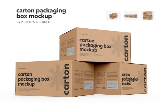 纸箱盒模型样机 (PSD)