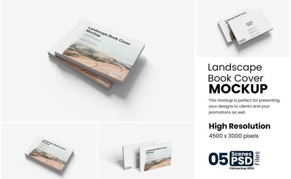 景观书封面模型样机 (PSD)