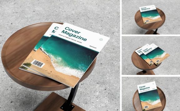 杂志封面模型样机 (PSD,PDF)