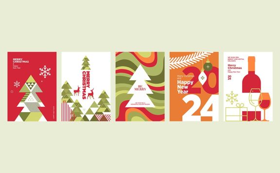 圣诞节和新年贺卡 (EPS,JPG)