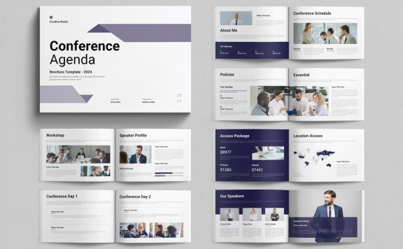 会议议程模板画册模版 (INDD)