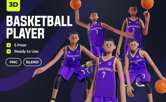 篮球运动员 3D 人物 (PNG,Blend)