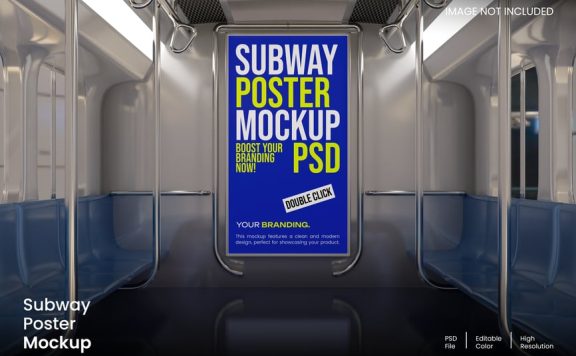 地铁海报模型样机 (PSD)