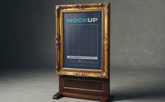 金色框架艺术模型样机 (PSD)