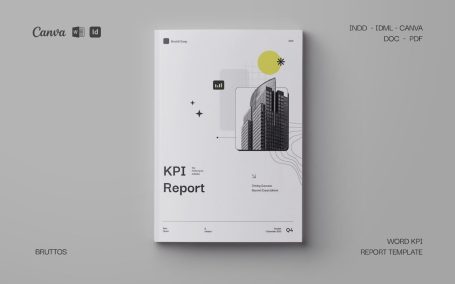 极简 KPI 报告文档 (INDD,PDF,DOCX)