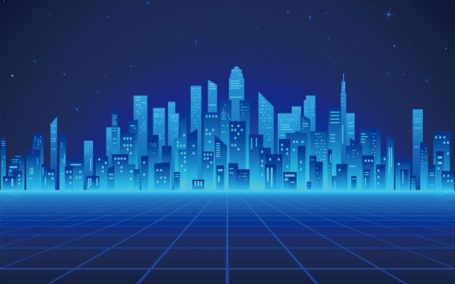 城市天际线背景矢量插画设计